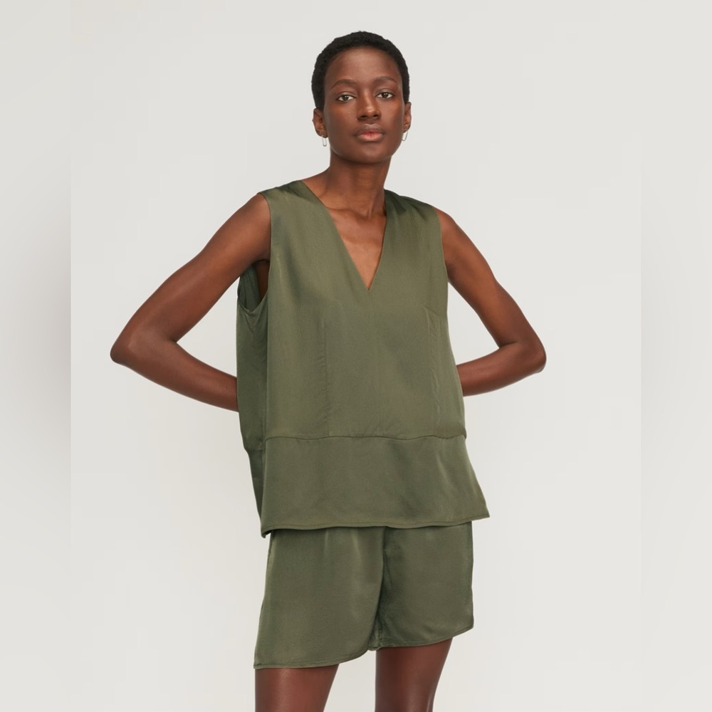 Everlane the Satin V-Neck Top